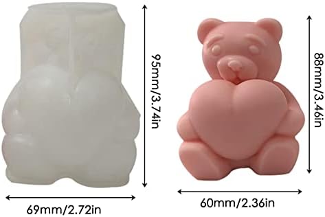 ליפסי תלת מימד דוב תבנית סיליקון | 3D Love Bear Bear Changs for Chops | DIY ארומתרפיה מייצרת עובש למתנות ליום